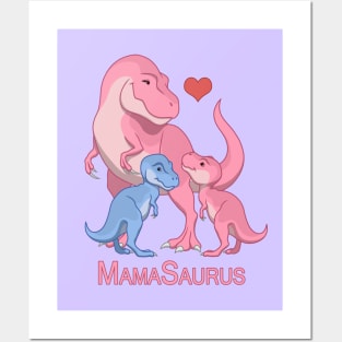 MamaSaurus Mother T-rex & Baby Boy Girl Dinosaurs Posters and Art